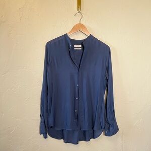 Billy Reid Slate Blue 100% Viscose Blouse Small Made in Portugal